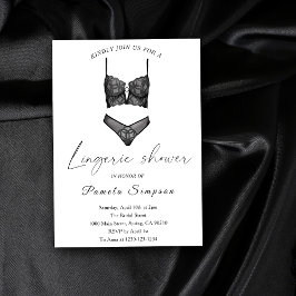 Convites Chá de Noiva de Roupas Íntimas Black Ooh La La
