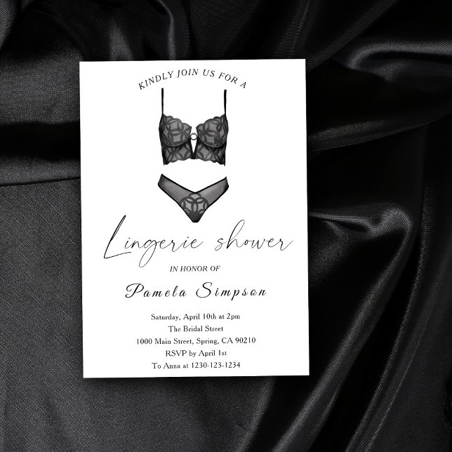 Convites Chá de Noiva de Roupas Íntimas Black Ooh La La (Criador carregado)