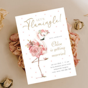 Convites Chá de Noiva do Flamingo, Flamingo Rosa Floral