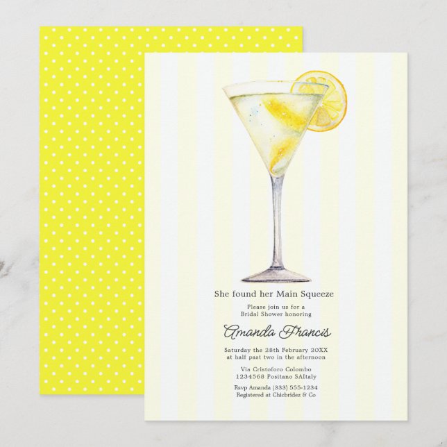Convites Chá de Noiva do Main Squeeze Lemon Martini (Frente/Verso)