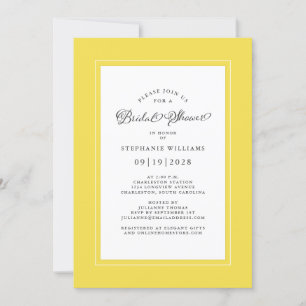 Convites Chá de Noiva Elegante Amarelo e Branco de Casament