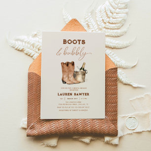 Convites Chá de Noiva Elegante com Aquarela de Botas e Bolh