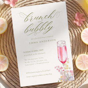 Convites Chá de Noiva Elegante com Caligrafia e Brunch