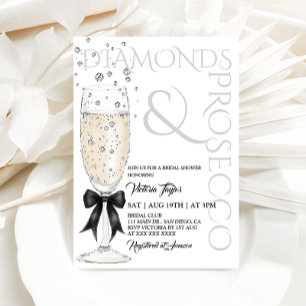 Convites Chá de Noiva Elegante com Diamantes e Prosecco
