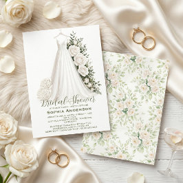 Convites Chá de Noiva Elegante com Vestido de Noiva