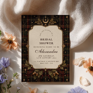 Convites Chá de Noiva Elegante Dark Academia Gótico