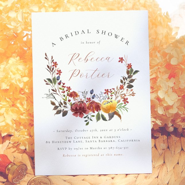 Convites Chá de Noiva Elegante de Flor Silvestre Boho Flora (Criador carregado)