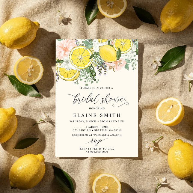 Convites Chá de Noiva Elegante de Limão e Lima do Verão (Elegant Summer Lemon Lime Citrus Bridal Shower Invitation)