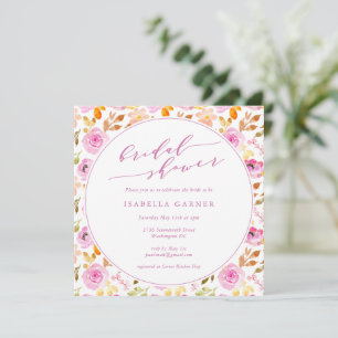 Convites Chá de Noiva Elegante Floral Rosa Romântico Jardim