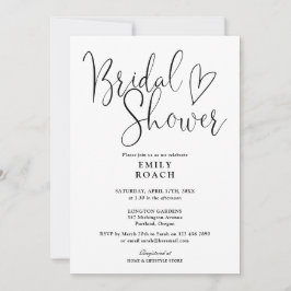 Convites Chá de Noiva Elegante Preto e Branco com Letra