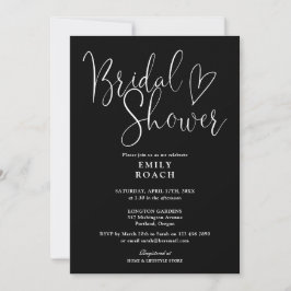 Convites Chá de Noiva Elegante Preto e Branco com Letra de