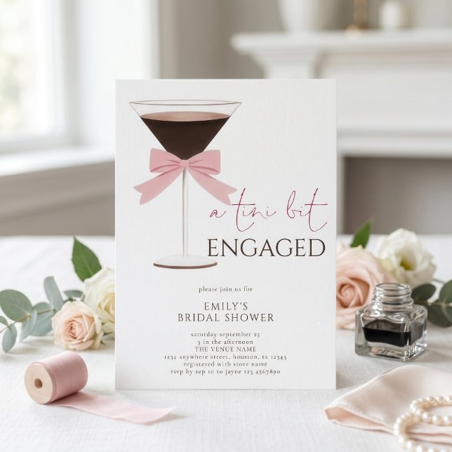 Convites Chá de Noiva Engajada Martini Rosa Arco Tini Bit (Criador carregado)