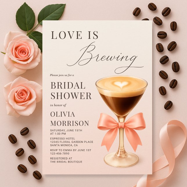Convites Chá de Noiva Espresso Martini Love is Brewing (Criador carregado)