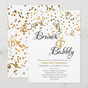 Convites Chá de Noiva Espumante e Brunch Elegante com Confe