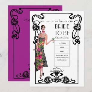 Convites Chá de Noiva Festa do Grande Gatsby Art Déco dos A