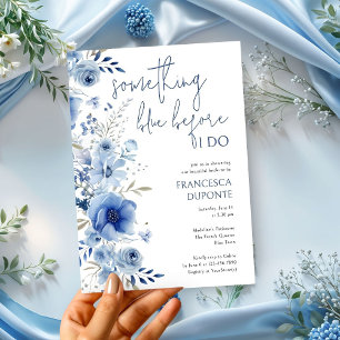 Convites Chá de Noiva Floral Azul Elegante