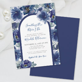 Convites Chá de Noiva Floral Azul Marinho Elegante