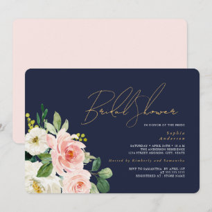 Convites Chá de Noiva Floral Azul Naval Enfeite Bonito