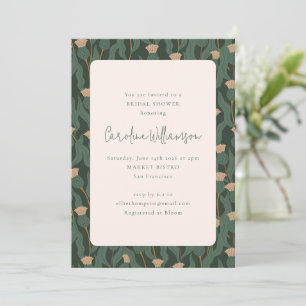 Convites Chá de Noiva Floral Bege Verde Floresta Vintage
