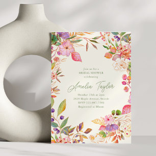 Convites Chá de Noiva Floral Boho Aquarela