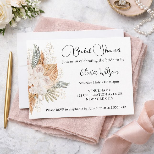 Convites Chá de Noiva Floral Boho Elegante (Criador carregado)