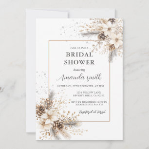 Convites Chá de Noiva Floral Branco de Natal