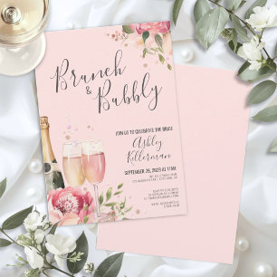Convites Chá de Noiva Floral Brunch e Bolhas