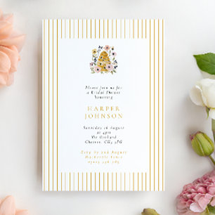 Convites Chá de Noiva Floral Colmeia Ela Encontrou Seu Mel