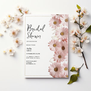 Convites Chá de noiva floral cor-de-rosa elegante dourado m