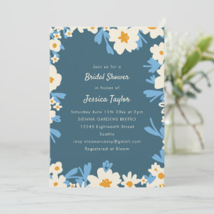 Convites Chá de Noiva Floral Cottagecore Azul Loa Azul