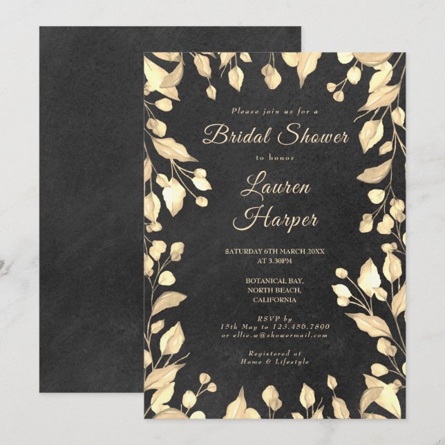 Convites Chá de Noiva Floral Creme Lousa (Frente/Verso)