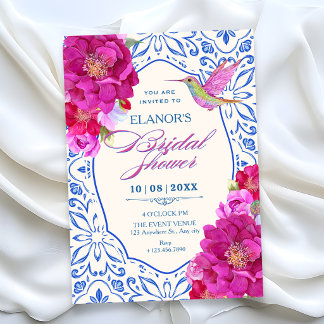 Convites Chá de noiva floral de azulejos