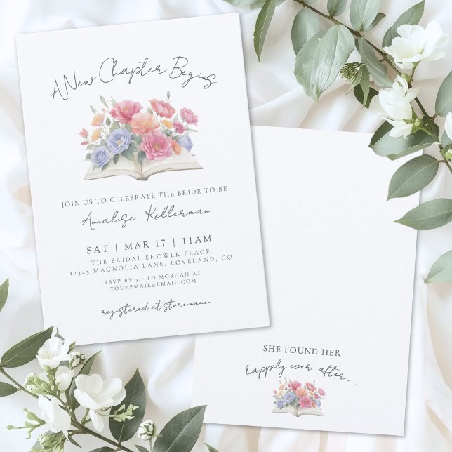 Convites Chá de Noiva Floral em Aquarela (Book Watercolor Floral Bridal Shower Invitation)