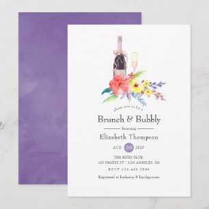 Convites Chá de Noiva Floral em Aquarela com Brunch e Espum