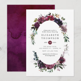 Convites Chá de Noiva Floral em Aquarela Violeta Bordo