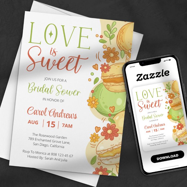 Convites Chá de Noiva Floral Macaron Pastel Doce Amor (Criador carregado)