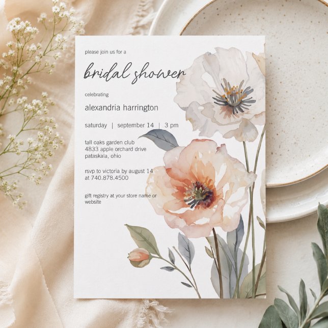 Convites Chá de Noiva Floral Moderno (Criador carregado)