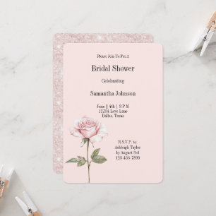 Convites Chá de Noiva Floral Rosa Bonito
