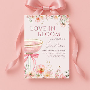Convites Chá de Noiva Floral Rosa Champagne Elegante