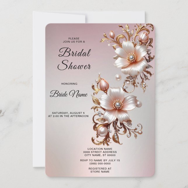 Convites Chá de Noiva Floral Rosa Decorativo (Frente)