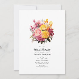 Convites Chá de Noiva Floral Rosa e Amarelo