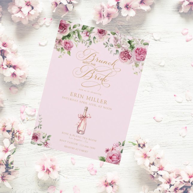 Convites Chá de Noiva Floral Rosa Elegante (Criador carregado)