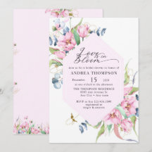 Chá de Noiva Floral Rosa Primavera em Aquarela