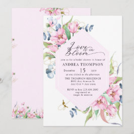 Convites Chá de Noiva Floral Rosa Primavera em Aquarela