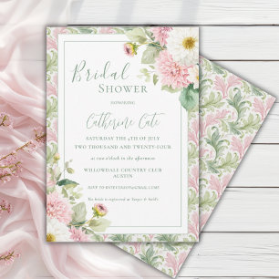 Convites Chá de Noiva Floral Rosa Vintage