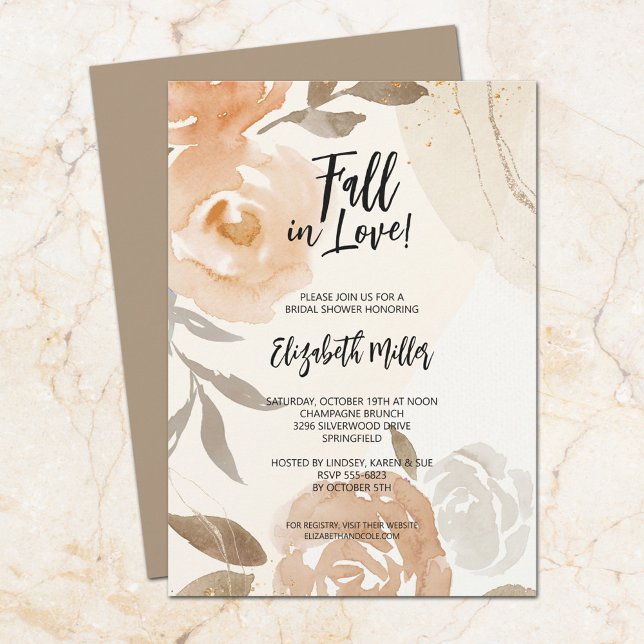 Convites Chá de Noiva Floral Rústico de Outono Apaixonado (Criador carregado)