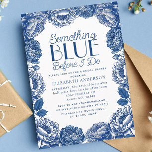 Convites Chá de Noiva Floral Toile De Jouy Azul