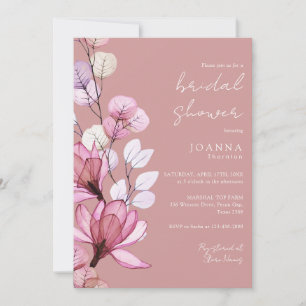 Convites Chá de Noiva Floral Transparente Rosa Empoeirado