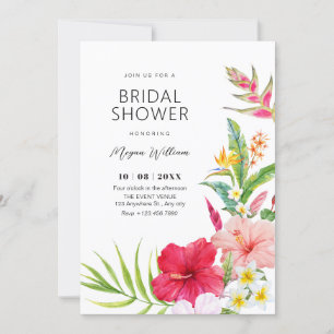 Convites Chá de noiva floral tropical