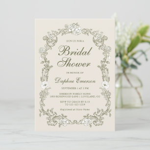 Convites Chá de Noiva Floral Verde Vintage